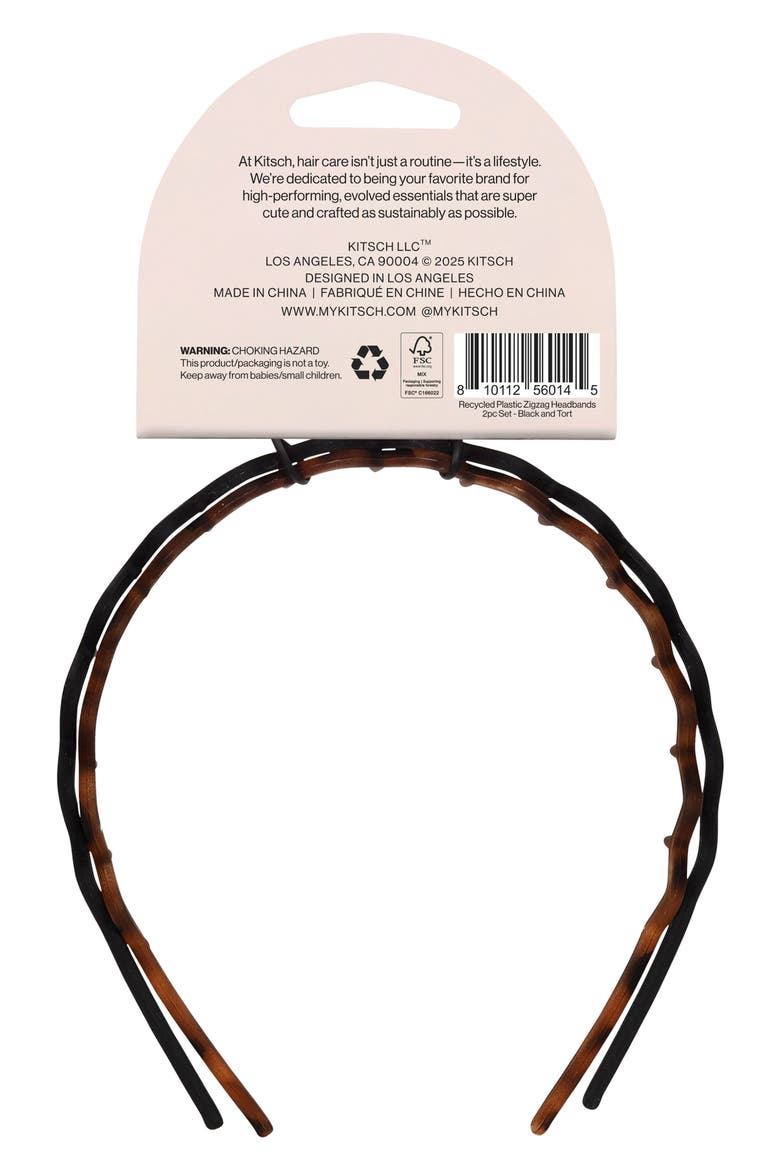 2-Pack Zigzag Headbands, Alternate, color, BLACK TORT