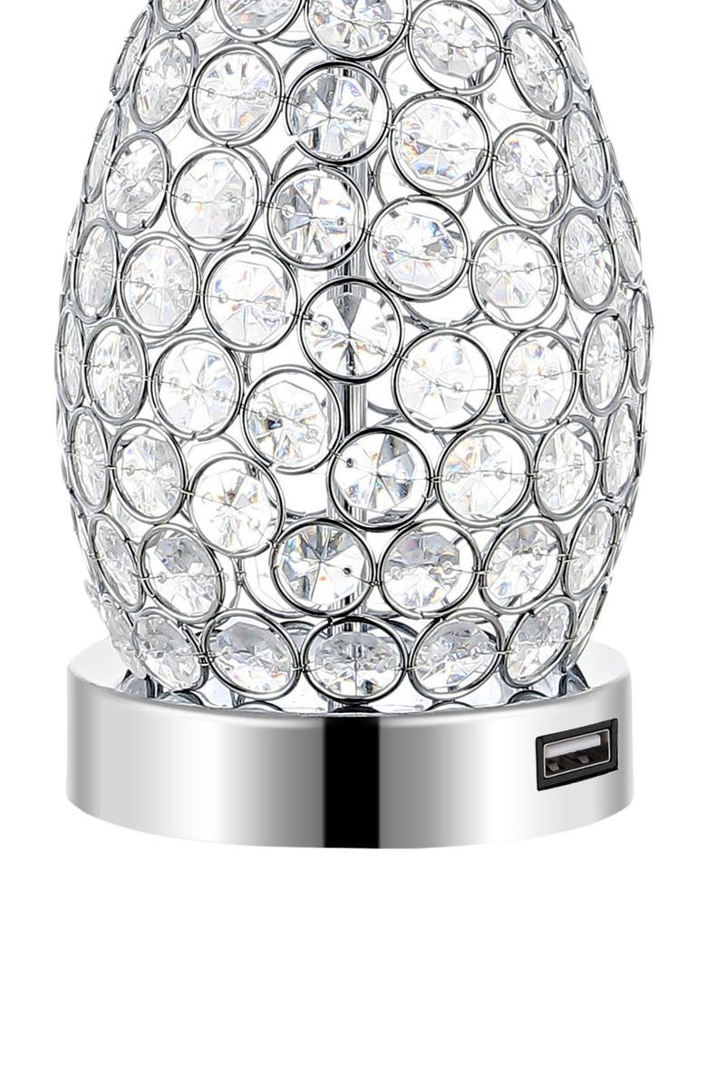 JONATHAN Y Lily 22.25" Midcentury Modern Iron LED Table Lamp with USB Charging Port, Clear, Alternate, color, Clear