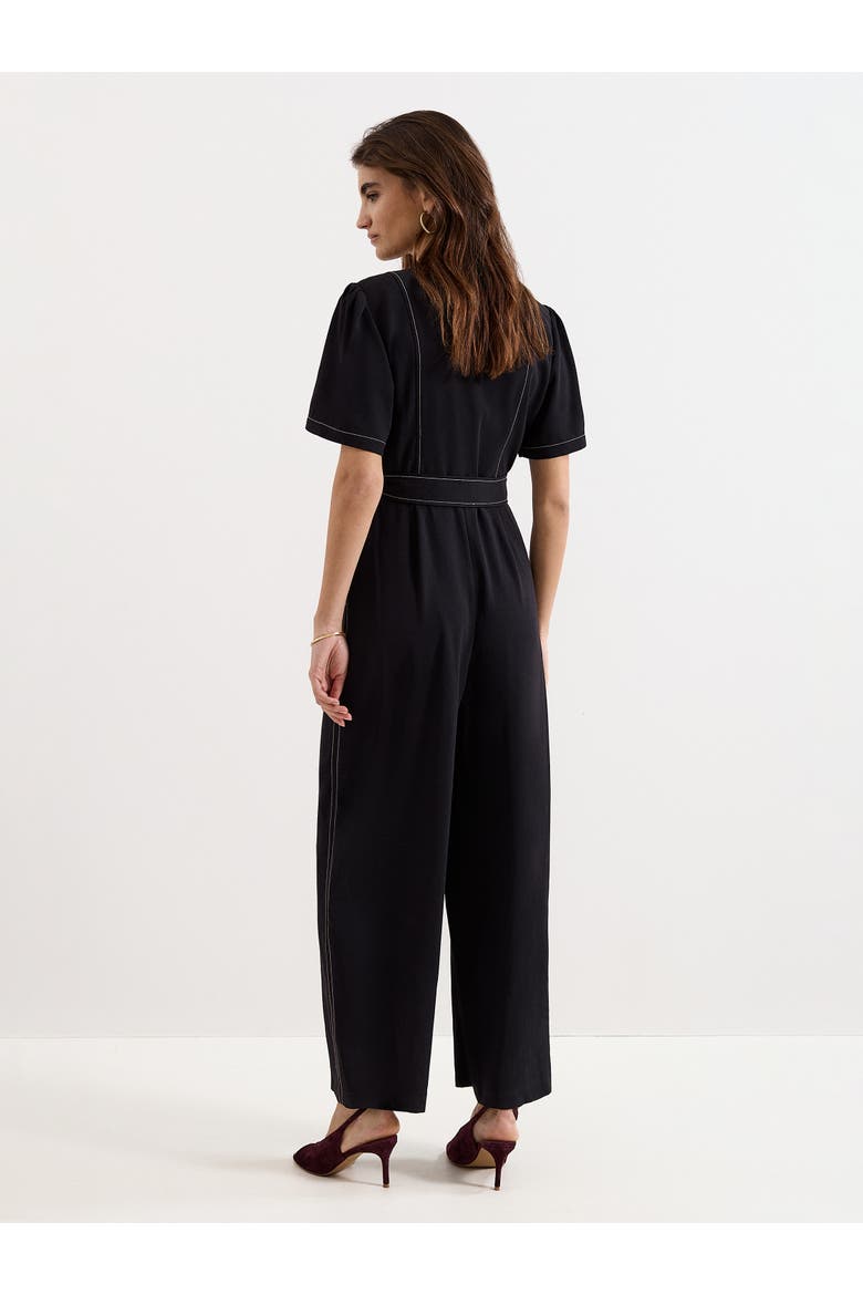 Zip-Front Wide-Leg Jumpsuit, Alternate, color, Black
