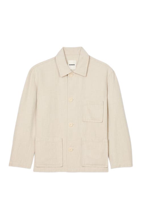 Sandro Cotton-linen Worker Overshirt In Oats