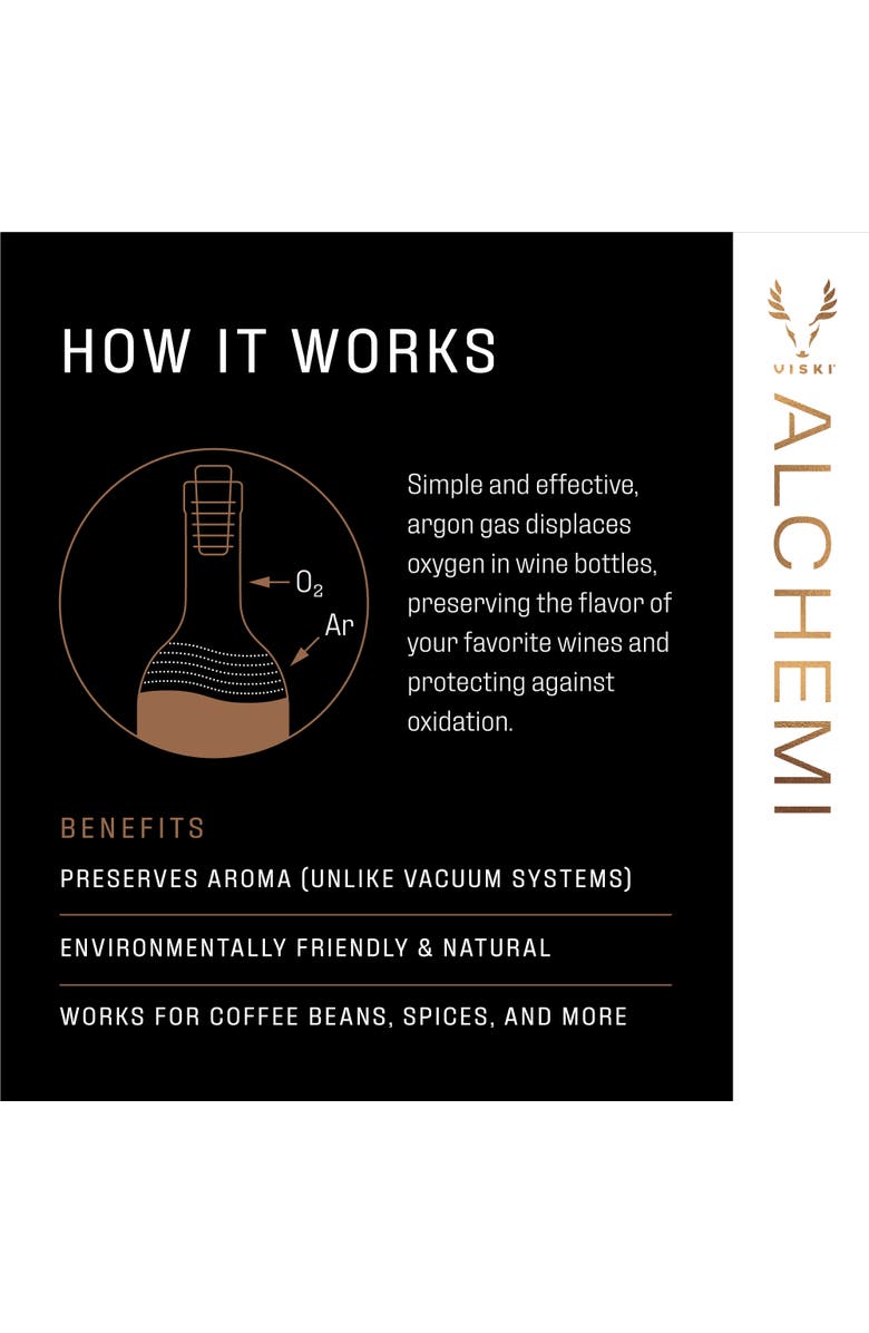 Viski Alchemi Natural Argon Wine Preserver, Alternate, color, Black