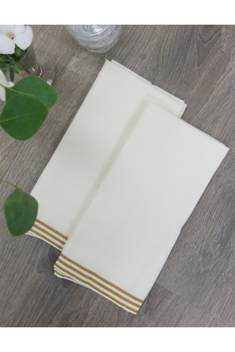 Alsace Tea Towels - Set of 2, Alternate, color, White, Mustard 20" x 30"
