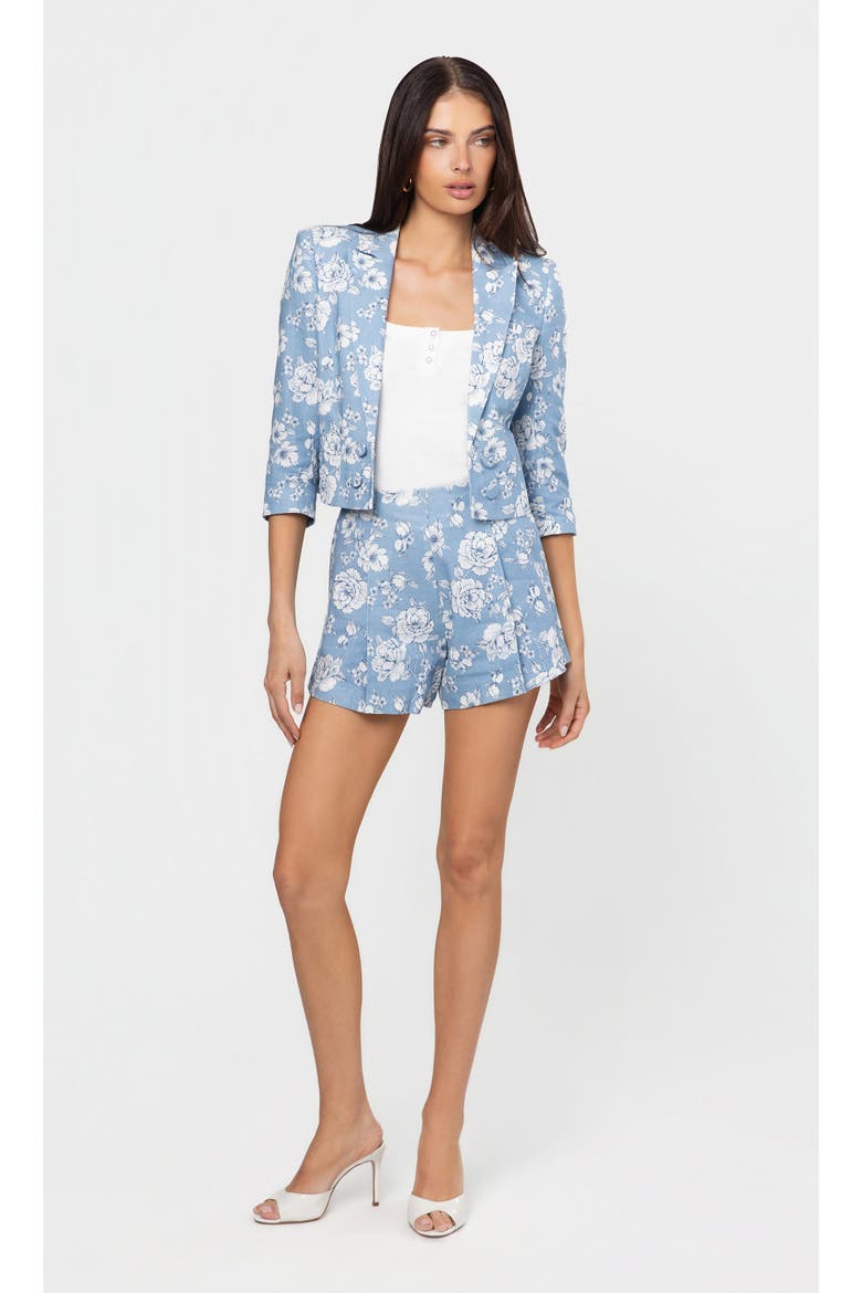 Carmine Floral Linen Shorts, Alternate, color, Heritage Toile Bl/Wh