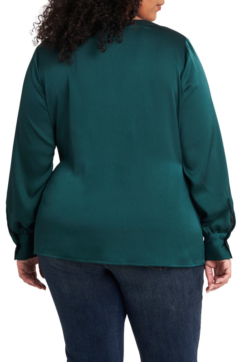 Wrap Front Long Sleeve Blouse, Alternate, color, DEEP EVERGREEN