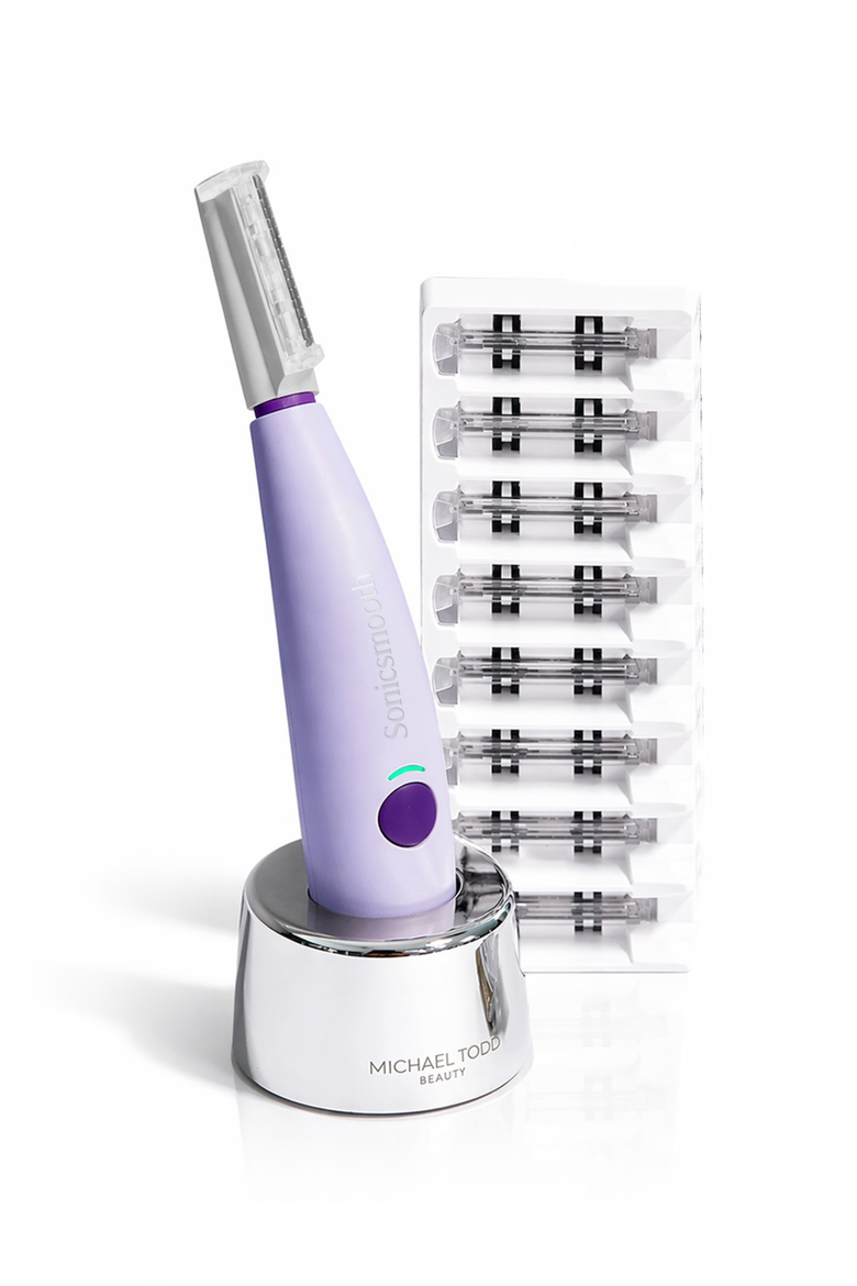 Sonicsmooth At-home Sonic Dermaplaning System, Main, color, Shade between blue and red.
