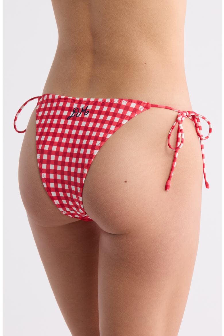 Cher Gingham Tie Side Bikini Bottoms, Alternate, color, RED