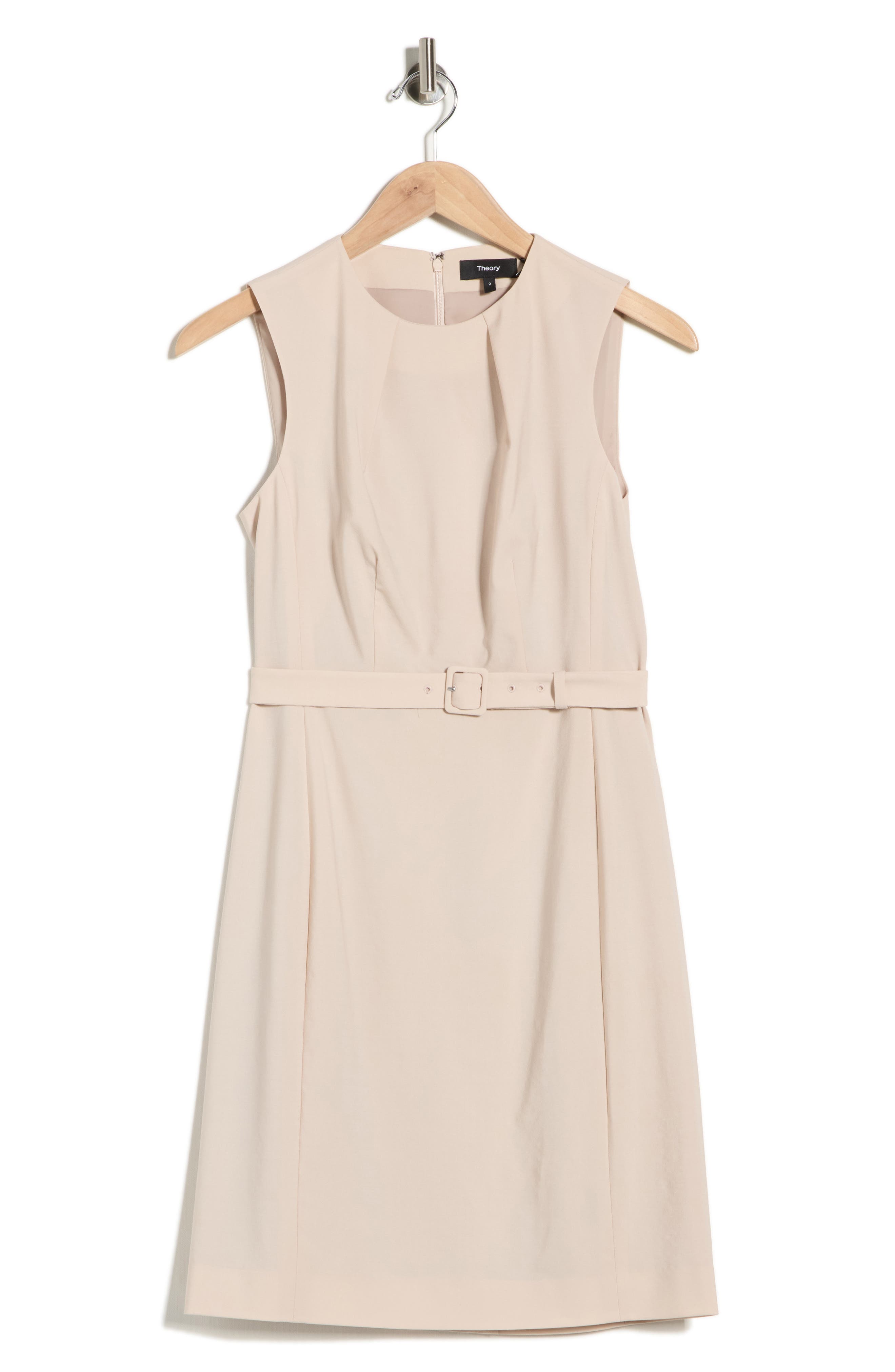 Theory Pleat Neck Virgin Wool Blend Dress