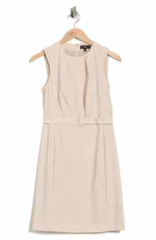Theory Pleat Neck Virgin Wool Blend Dress