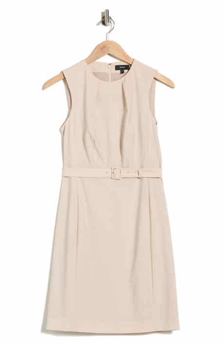 Theory Pleat Neck Virgin Wool Blend Dress