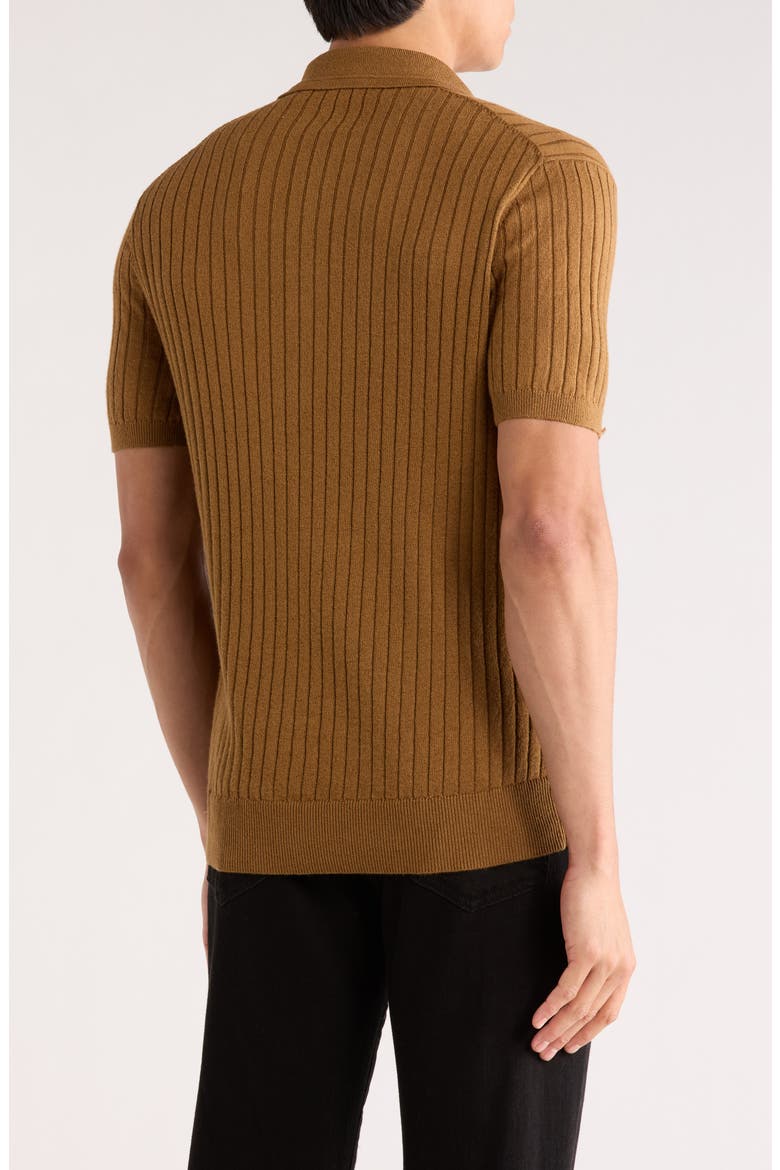 Rib Knit Polo, Alternate, color, MEDIUM BROWN LINEN