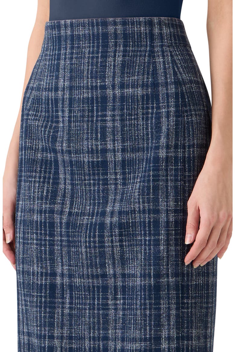 Plaid Wool Blend Tweed Pencil Skirt, Alternate, color, NAVY-ECRU