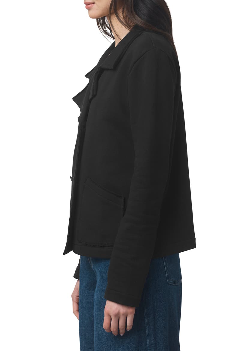 Double Breasted Cotton French Terry Blazer, Alternate, color, BLACK