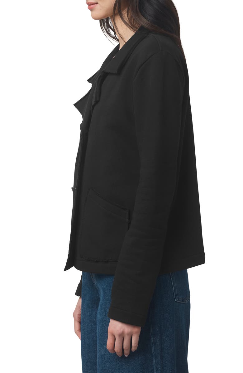 Splendid Double Breasted Cotton French Terry Blazer, Alternate, color, Black