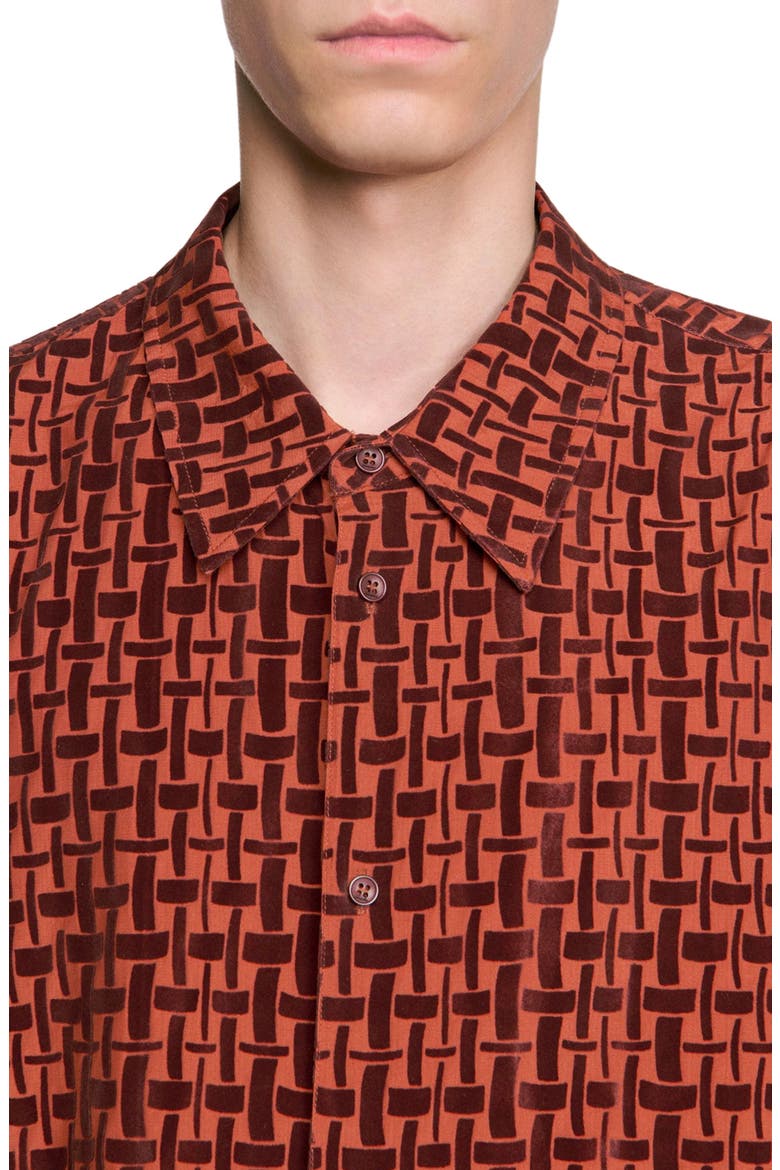 Shirt with velvet flocking, Alternate, color, Burnt orange