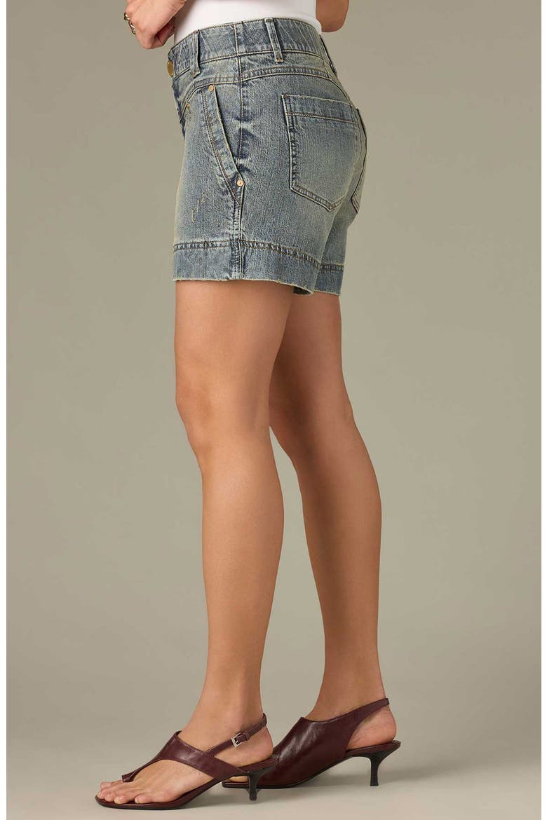 V-Yoke High Waist Denim Shorts, Alternate, color, MID BLUE ARTISANAL