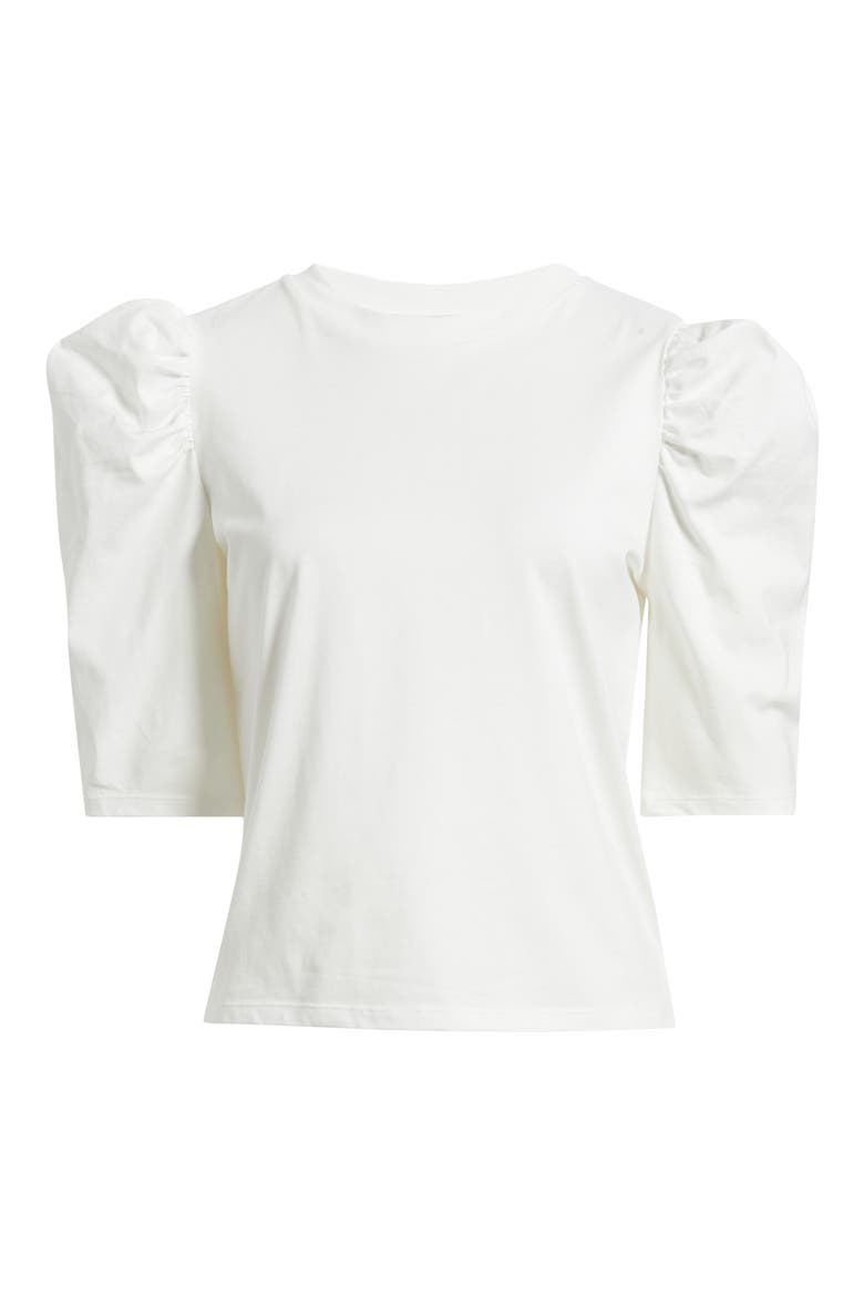 The Drape Puff Sleeve Organic Cotton Top, Alternate, color, WHITE