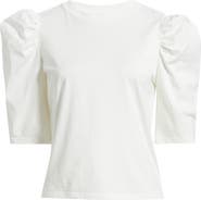 FRAME The Drape Puff Sleeve Organic Cotton Top