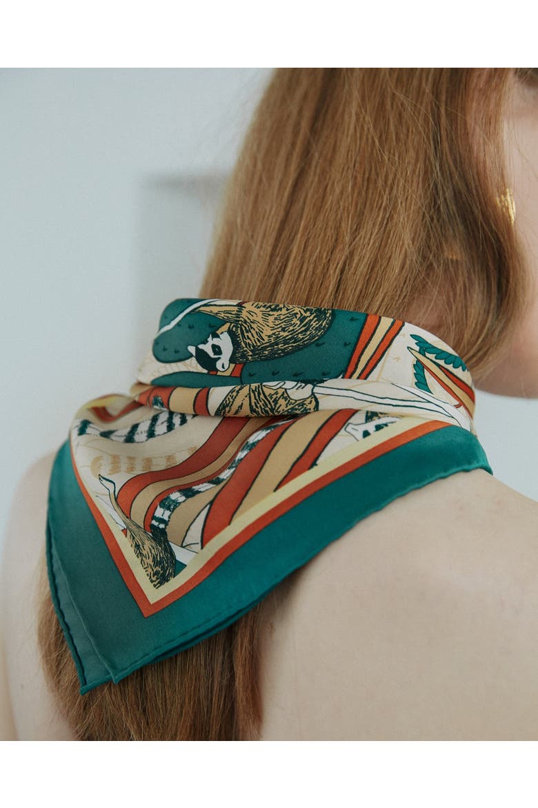 "Madagascar" Silk Skinny Scarf, Alternate, color, Green