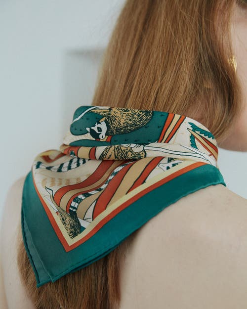 Lost Pattern Nyc "madagascar" Silk Bandana In Green