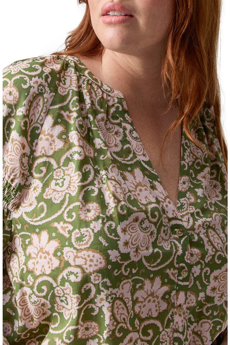 Sunday's Best Floral Print Top, Alternate, color, GREEN FLORAL