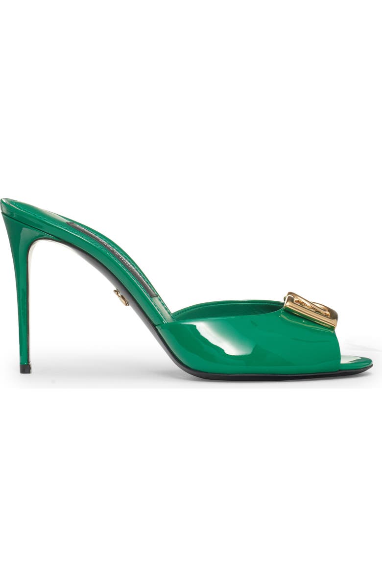 Dolce&Gabbana DG Logo Patent Slide Sandal, Alternate, color,