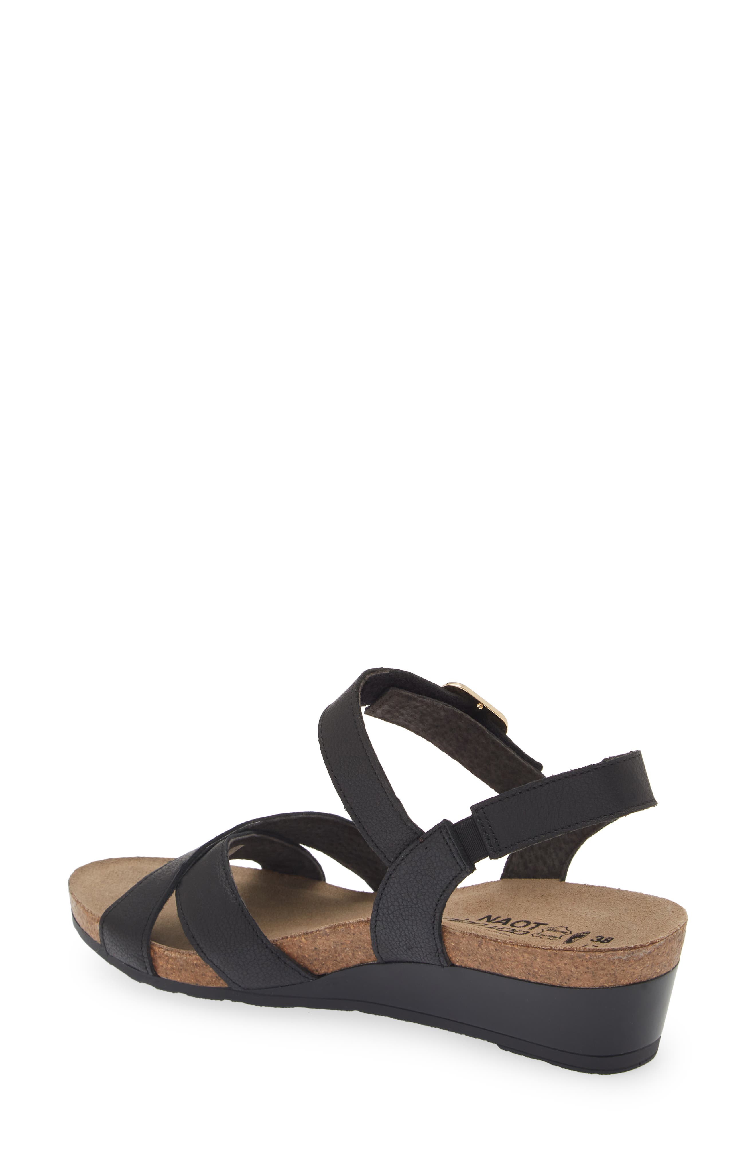 Naot Throne Wedge Sandal, Alternate, color, Soft Black Leather