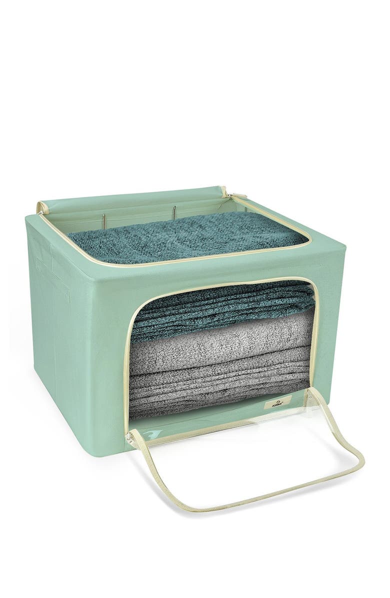 SORBUS Teal Large Zip Window Fabric Storage Box - Set of 2, Alternate, color, 