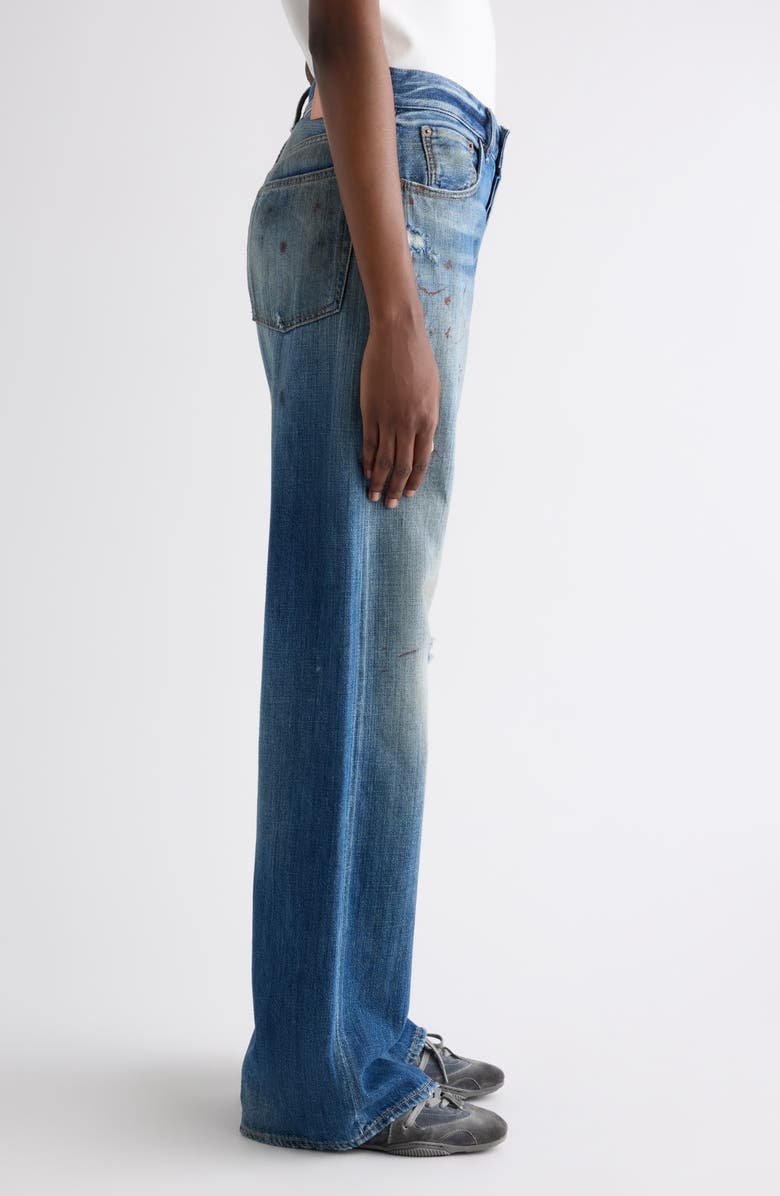 Acne Studios 2021 Regular Fit Distressed Wide Leg Jeans, Alternate, color, Mid Blue