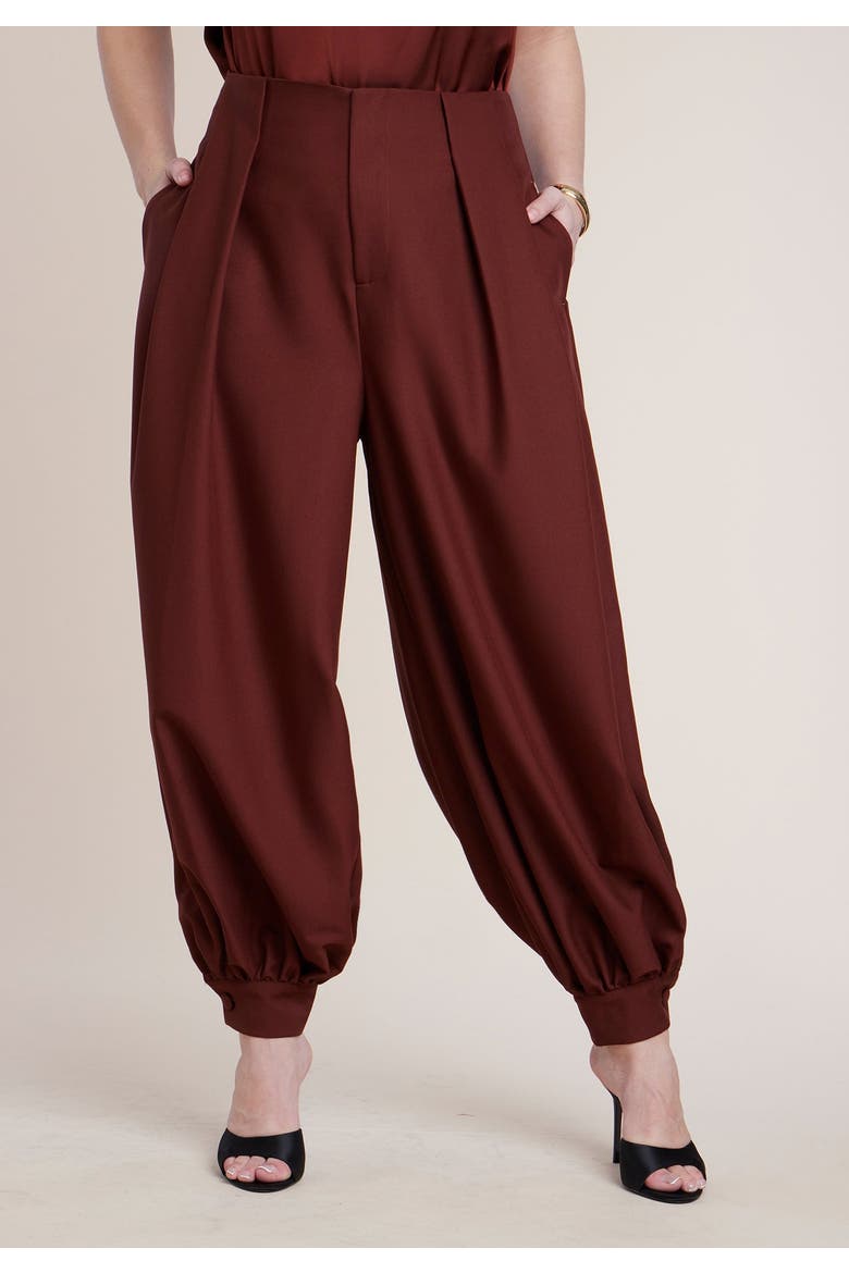 Balloon Trouser With Pleats, Alternate, color, CABERNET