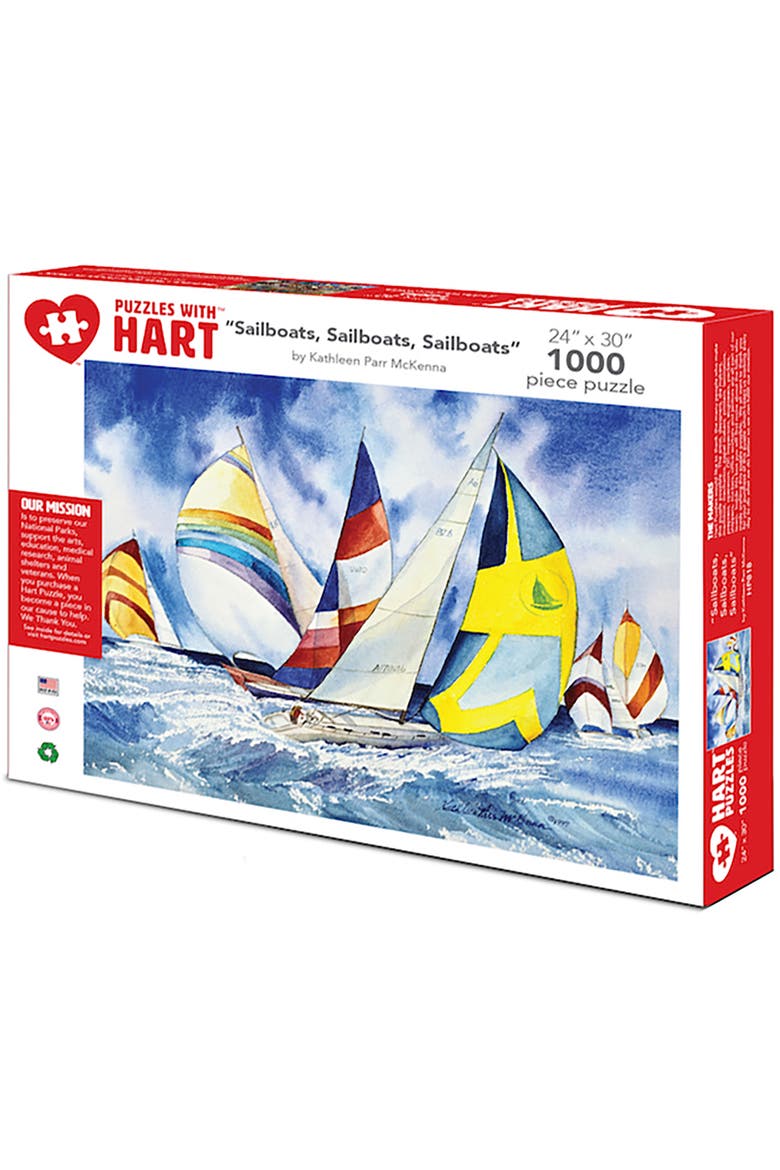 Sailboats by Kathleen Parr McKenna, 24 x 30 1000 Piece Puzzle, Main, color, Multicolored