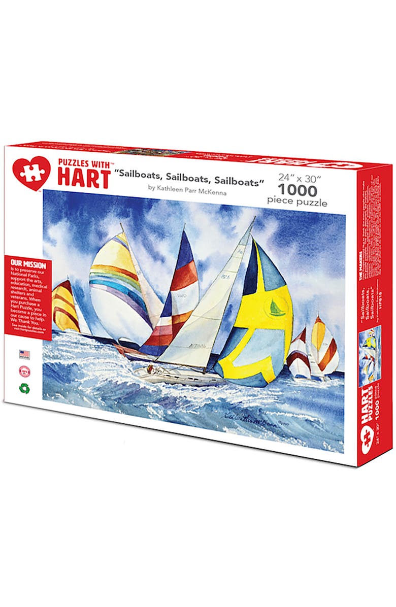 Hart Puzzles Sailboats by Kathleen Parr McKenna, 24 x 30 1000 Piece Puzzle, Main, color, Multicolored