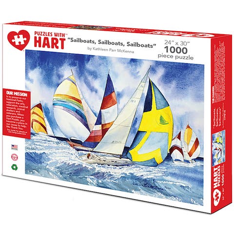 Sailboats by Kathleen Parr McKenna, 24 x 30 1000 Piece Puzzle