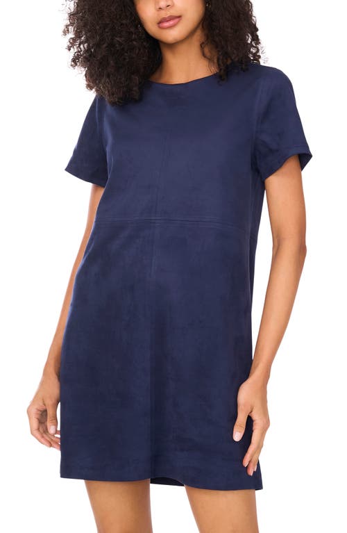 Vince Camuto Faux Suede Paneled Shift Dress In Blue