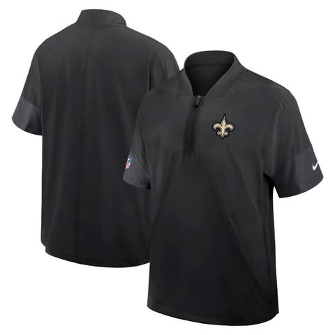 Men's Nike Black New Orleans Saints Sideline Short Sleeve Quarter-Zip Performance Coach Jacket