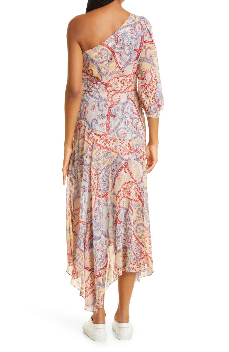 Veronica Beard Kimber One-Shoulder Silk Dress, Alternate, color,