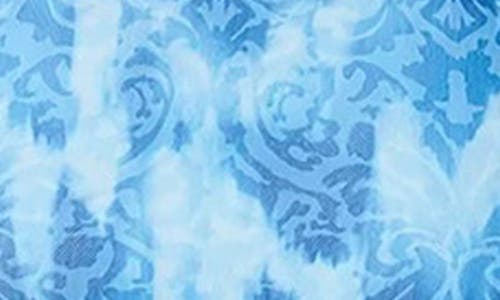 Bebe Floral Long Sleeve Mesh Mermaid Gown In Blue