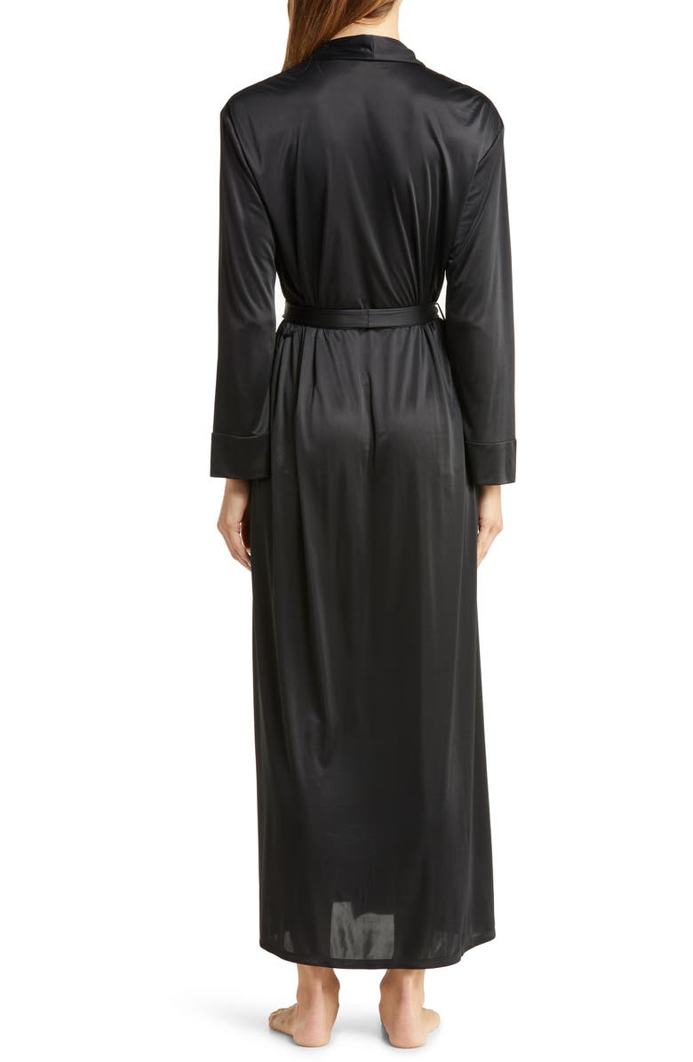 Natori Aphrodite Satin Long Robe, Alternate, color, Black