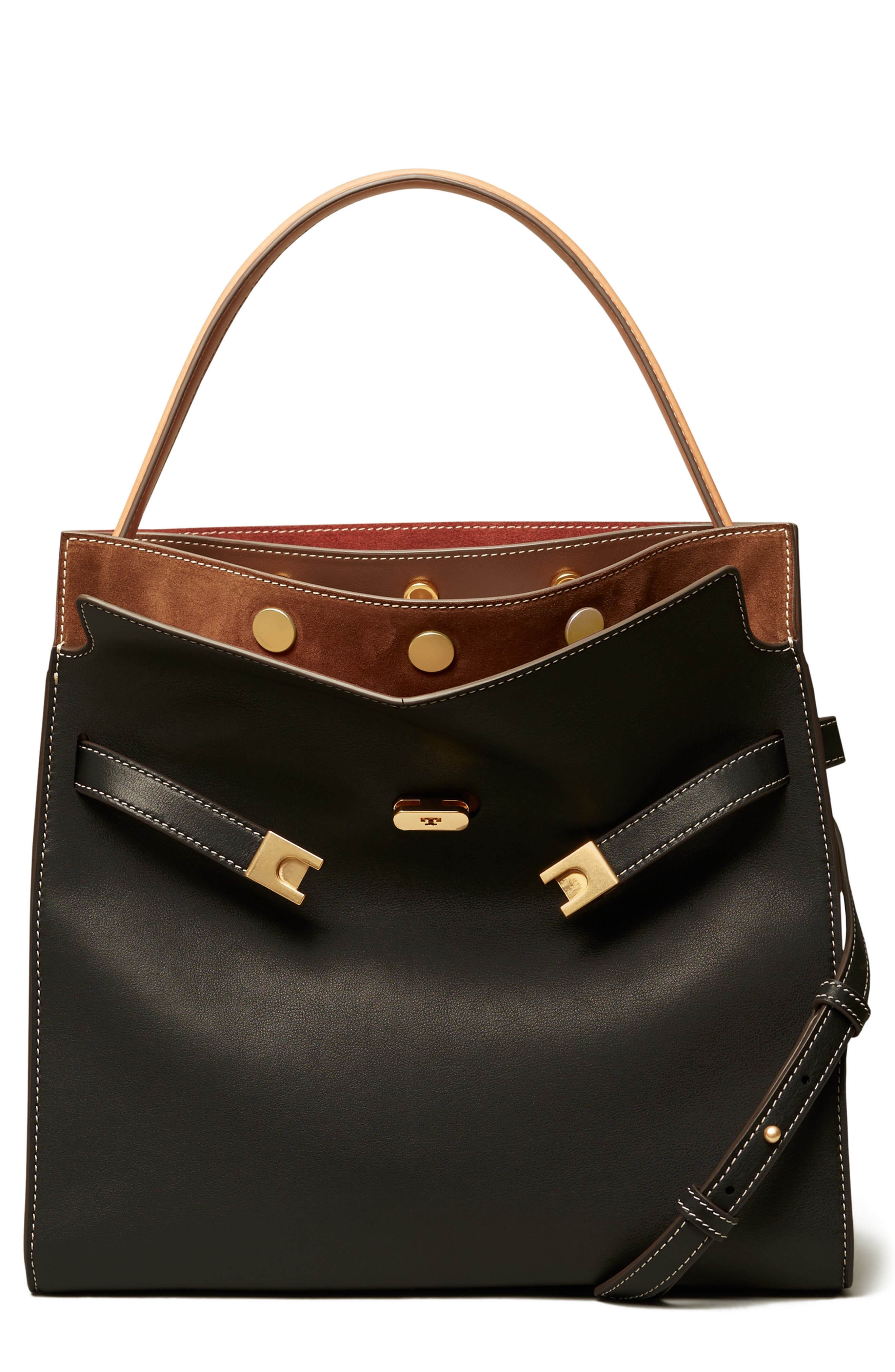 Tory Burch Lee Radziwill Leather Double Bag, Main, color, 