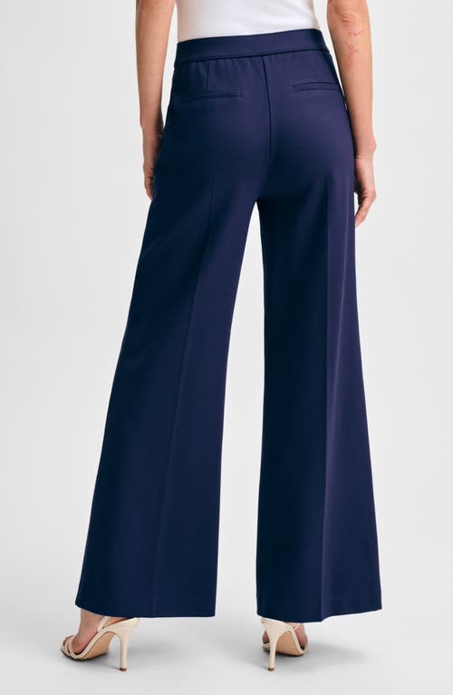 Isaac Mizrahi New York High Waist Ponte Wide Leg Pants In Navy