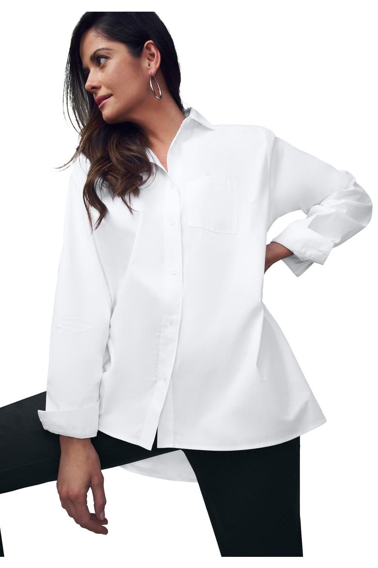Stretch Cotton Oversized Poplin Shirt, Main, color, WHITE