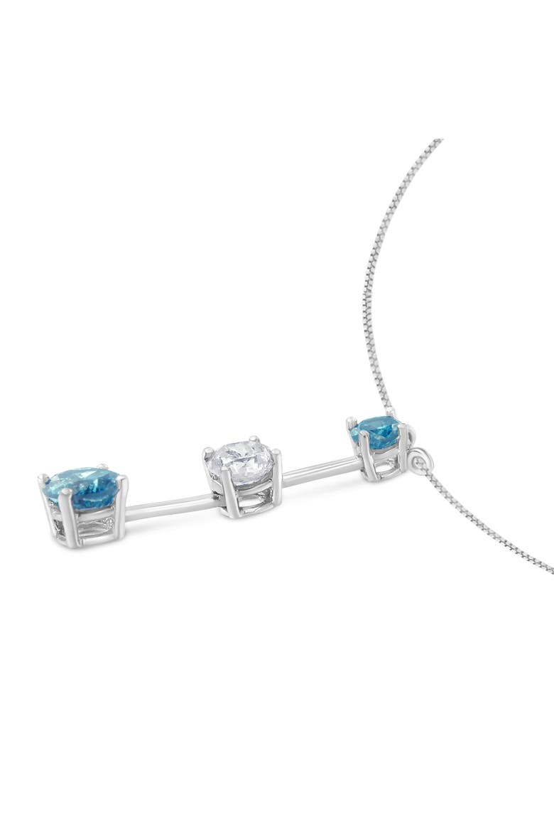 14K White Gold 1 1/2 cttw White and Treated Blue Diamond Pendant Necklace, Alternate, color, White