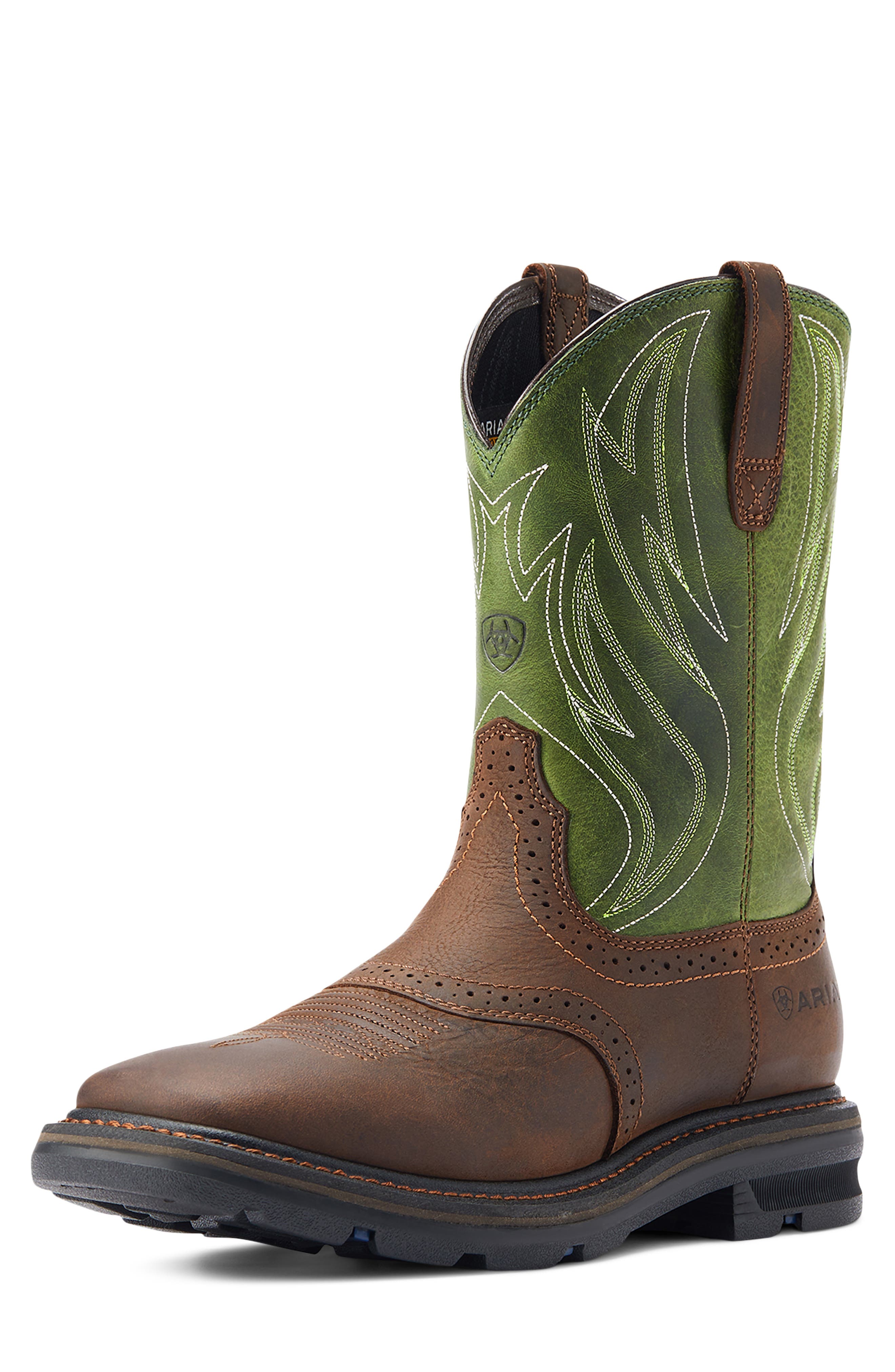Sierra Shock Shield Western Boot, Alternate, color, DARK BROWN