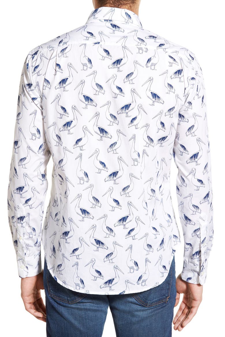 'Pelican Party' Slim Fit Poplin Sport Shirt, Alternate, color, ESTATE BLUE