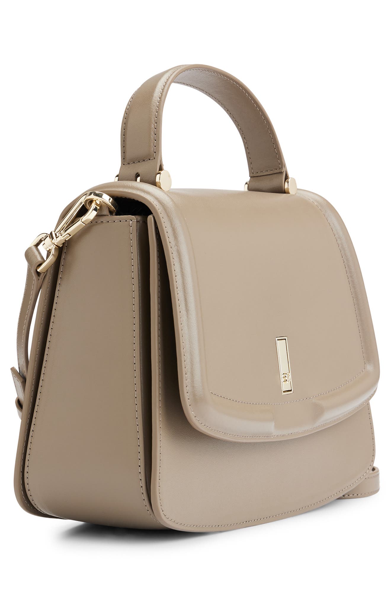 HUGO Ariell Leather Top Handle Bag, Alternate, color, Medium Brown