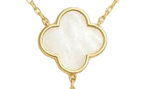 Gabi Rielle Mother Of Pearl Clover Station Y Necklace In Gold