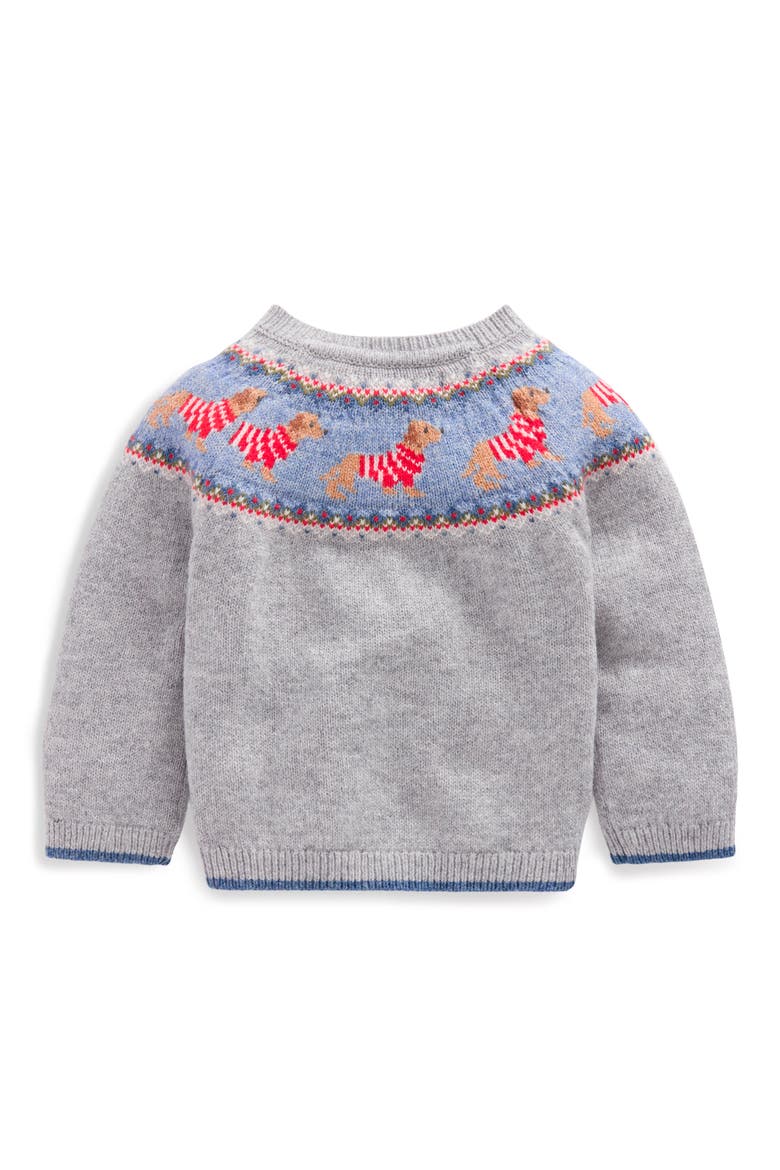 Kids' Intarsia Yoke Sweater, Alternate, color, GREY MARL PUPPY