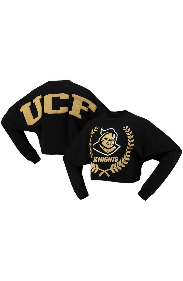 SPIRIT JERSEY Women's Black UCF Knights Laurels Crop Long Sleeve T-Shirt, Alternate, color,