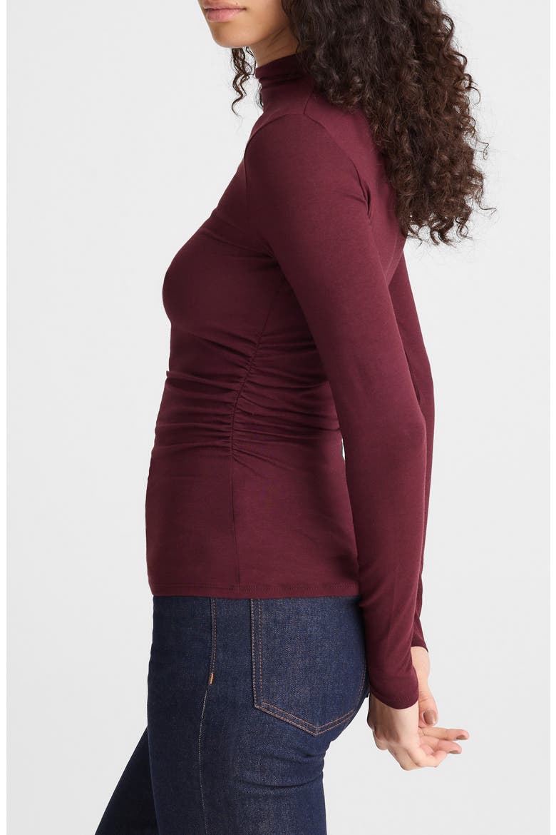 Ruched Mock Neck Long Sleeve Top, Alternate, color, DARK POMEGRANATE