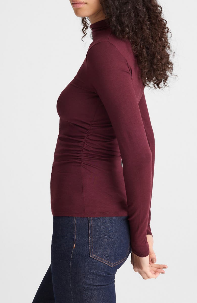 Madewell Ruched Mock Neck Long Sleeve Top, Alternate, color, Dark Pomegranate