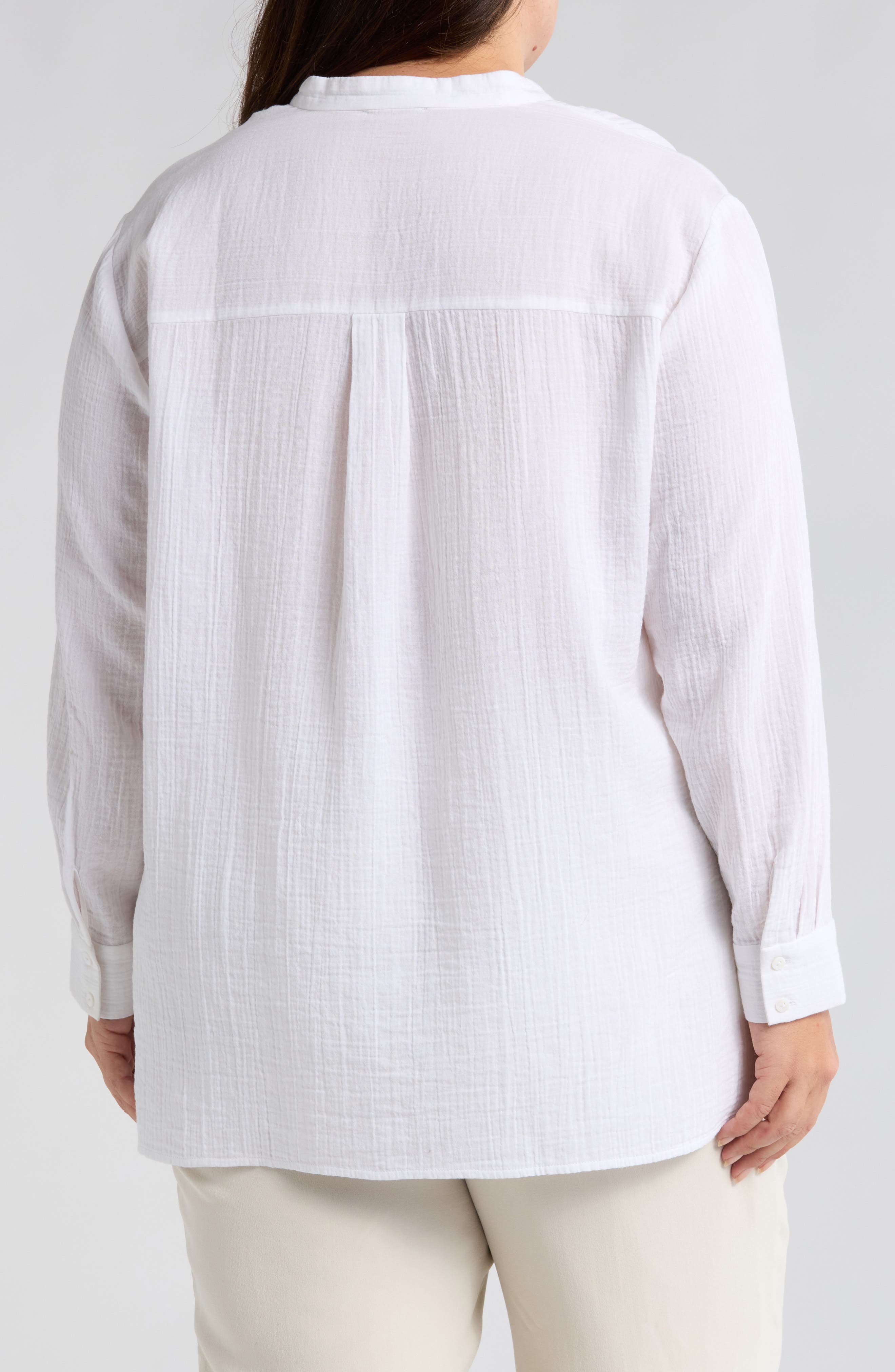 Eileen Fisher Mandarin Collar Textured Organic Cotton Tunic (Women ...